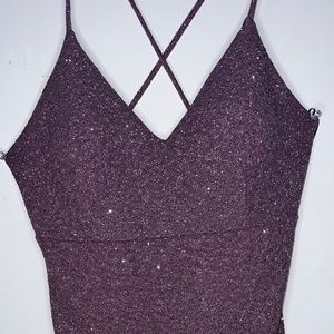 Lavander Glitter Asymmetrical Dress